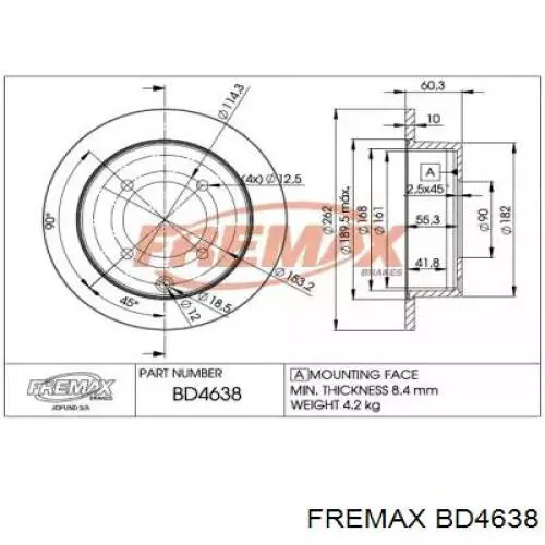 Диск гальмівний задній BD4638 Fremax