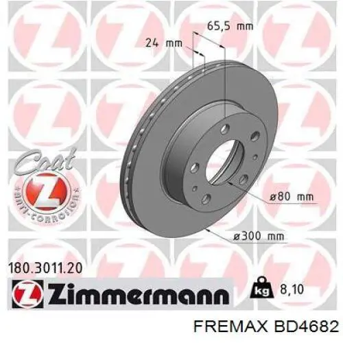 Диск гальмівний передній Fremax BD4682