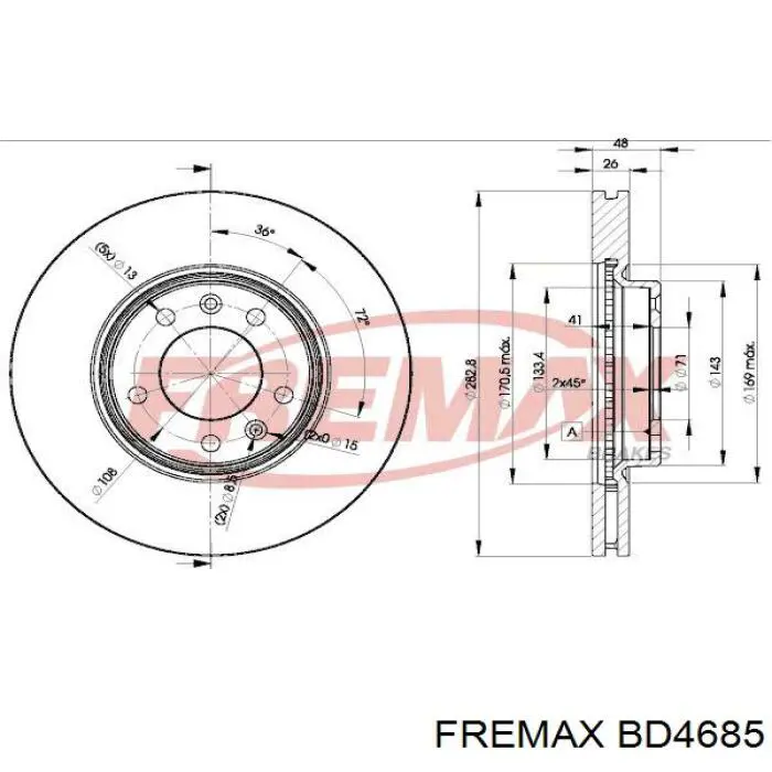Диск переднього гальма Fremax BD4685 ціна, від 44.85 USD