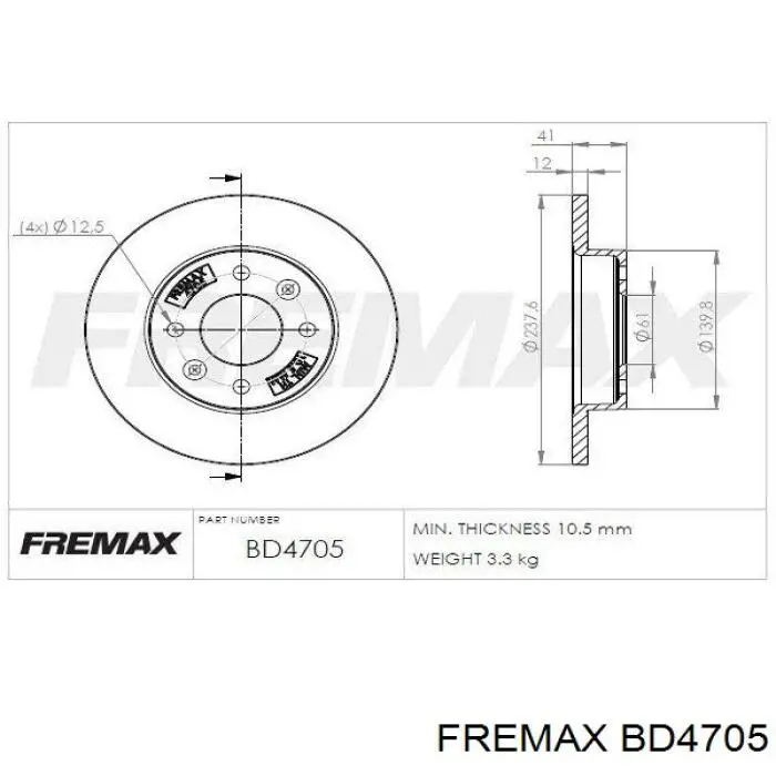 Диск переднього гальма Fremax BD4705 ціна, від 20.17 USD