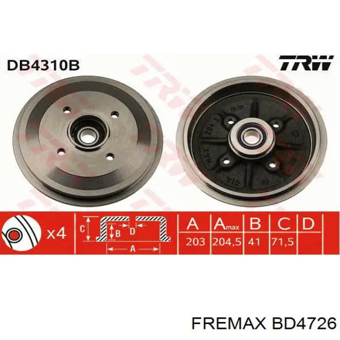 BD4726 Fremax Барабан гальмівний задній