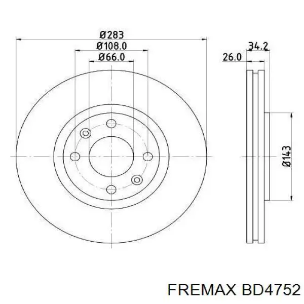 Диск гальмівний передній Fremax BD4752