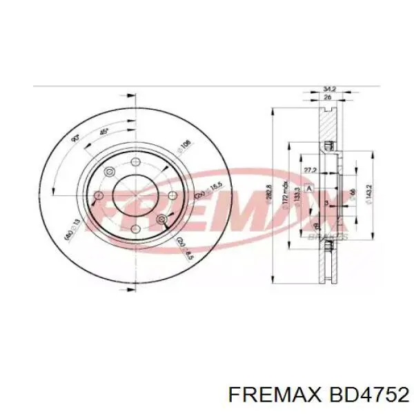 BD4752 Fremax диск гальмівний передній