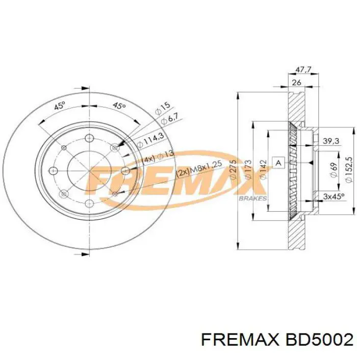 Диск переднього гальма Fremax BD5002 ціна, від 38.04 USD