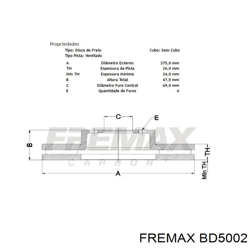 Купити BD5002 Fremax Ротор гальмівний