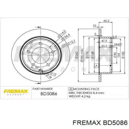 Диск гальмівний задній BD5086 Fremax