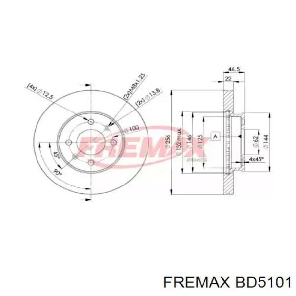 Диск гальмівний передній BD5101 Fremax