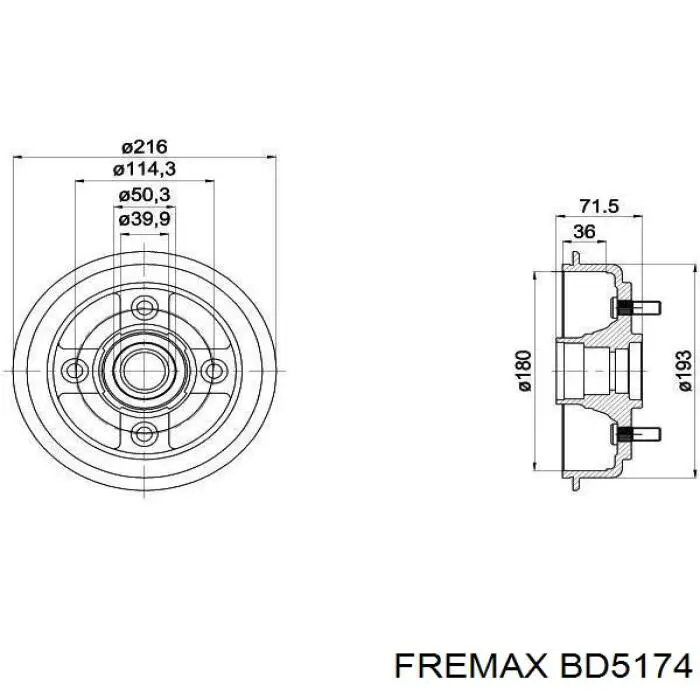 Купити BD5174 Fremax Барабан гальмівний задній