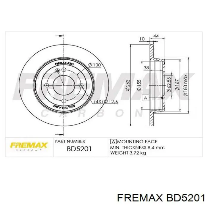 Диск гальмівний задній BD5201 Fremax