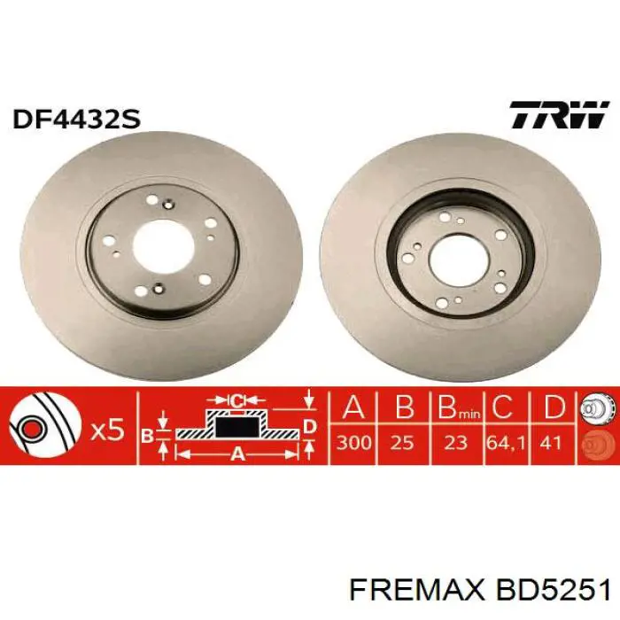Диск гальмівний передній Fremax BD5251