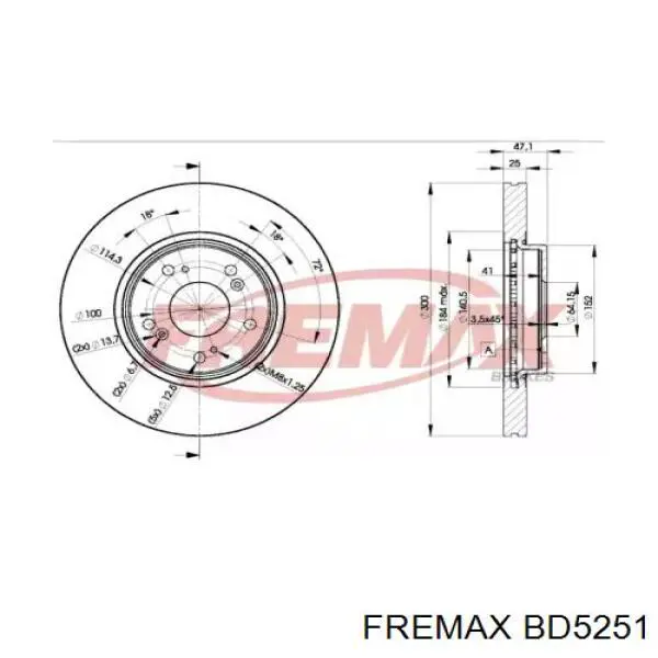 Диск переднього гальма Fremax BD5251 ціна, від 52.43 USD