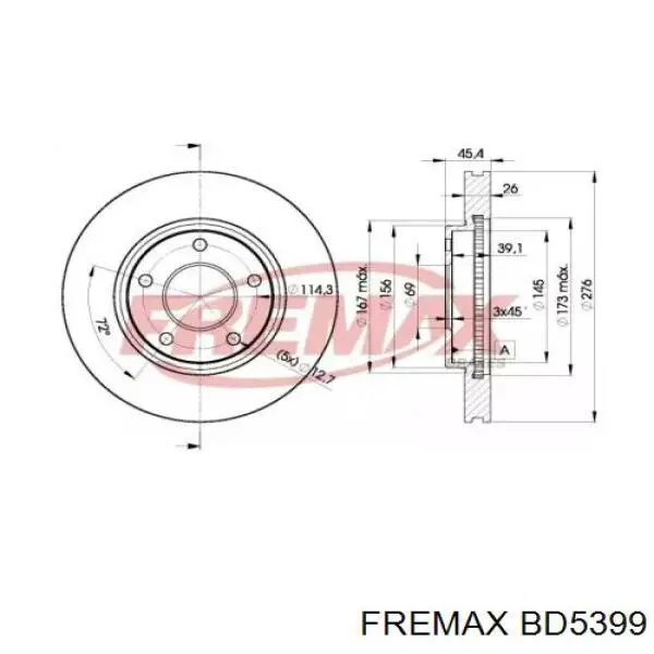 BD5399 Fremax диск гальмівний передній
