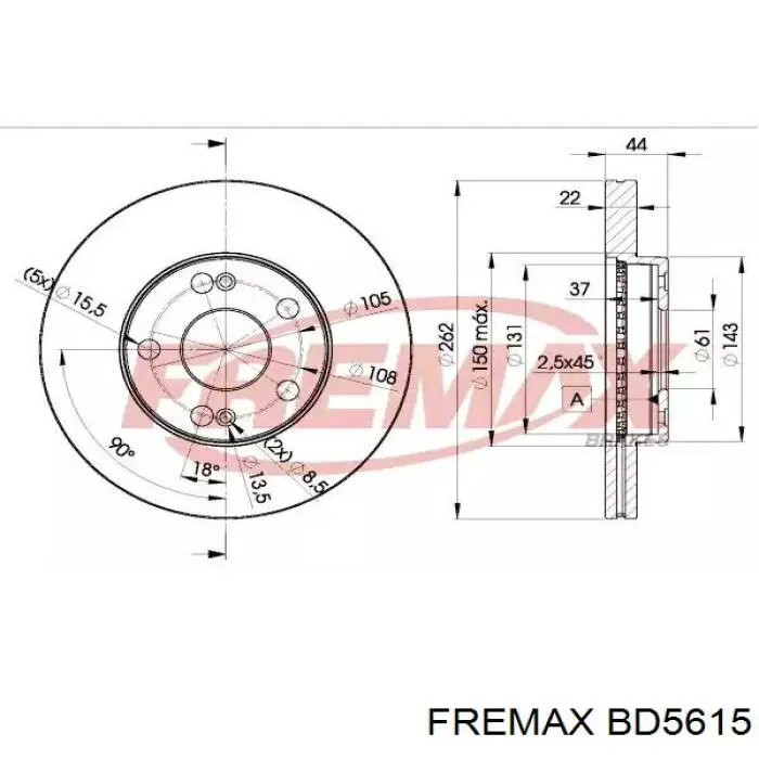 Ремкомплект передніх гальм BD5615 Fremax