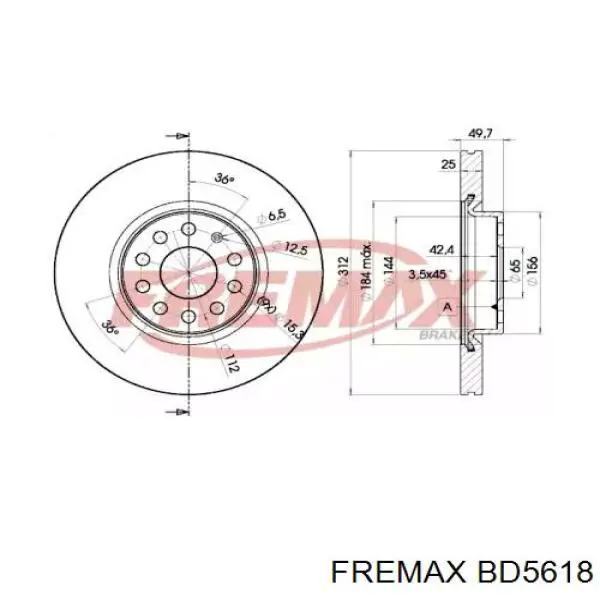 Диск гальмівний передній BD5618 Fremax