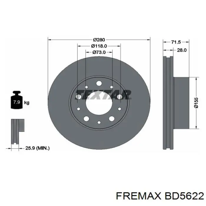 Гальмівні диски передні BD5622 Fremax