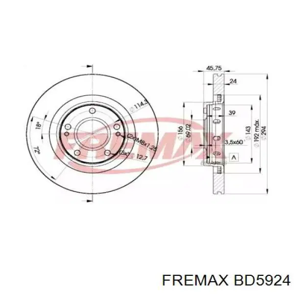 Диск переднього гальма Fremax BD5924 ціна, від 46.88 USD