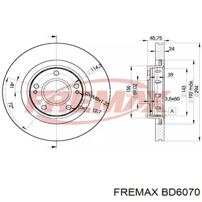 Диск переднього гальма Fremax BD6070 ціна, від 32.56 USD