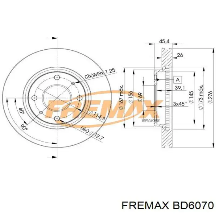 BD6070 Fremax диск гальмівний передній