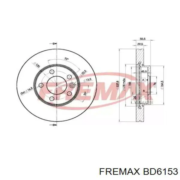 Диск гальмівний передній BD6153 Fremax