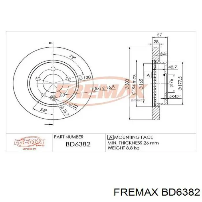 Гальмівні диски передні BD6382 Fremax