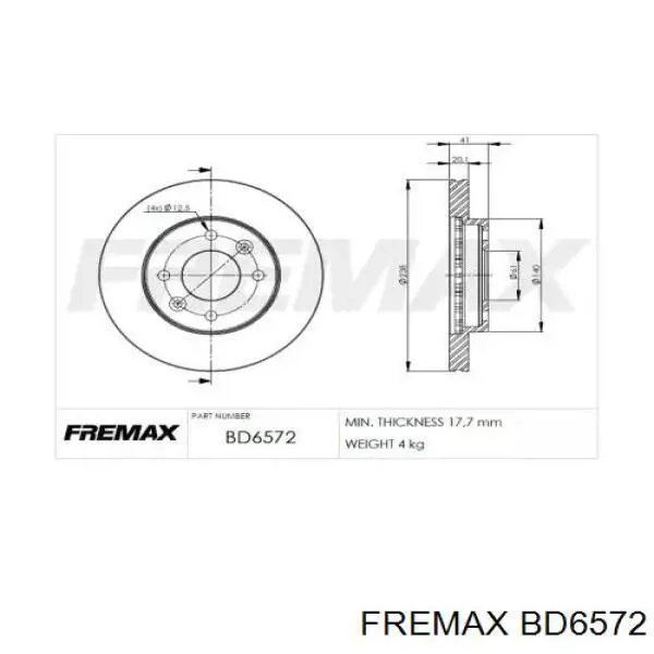 Диск гальмівний передній Fremax BD6572