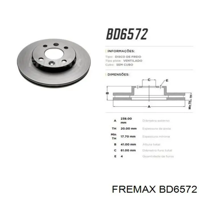 Гальмівні диски передні BD6572 Fremax