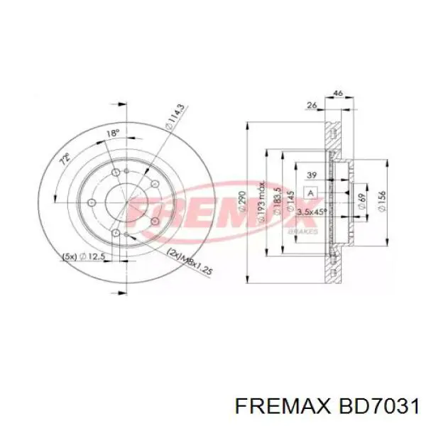 Диск переднього гальма Fremax BD7031 ціна, від 44.56 USD