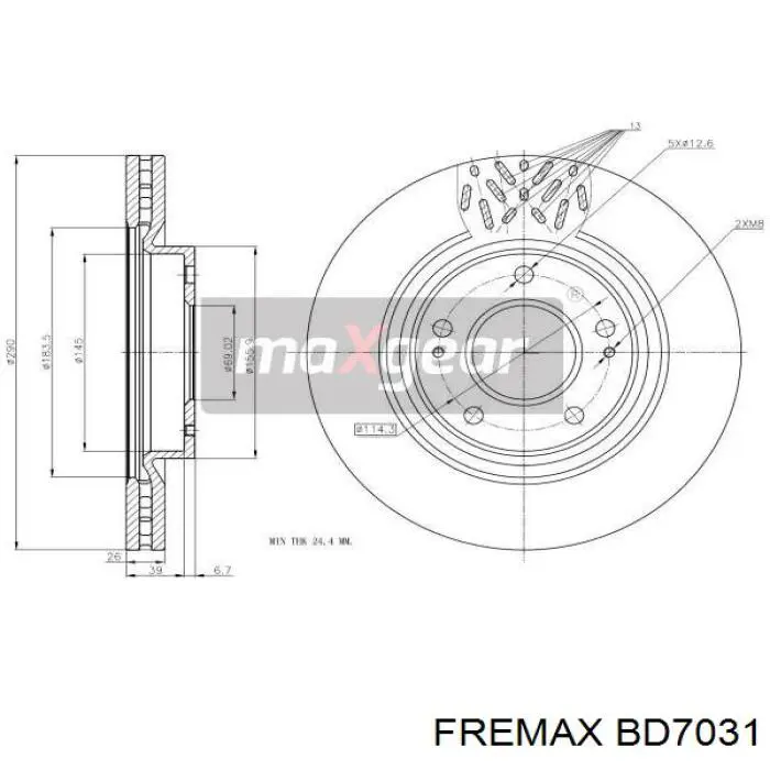Гальмівні диски передні BD7031 Fremax
