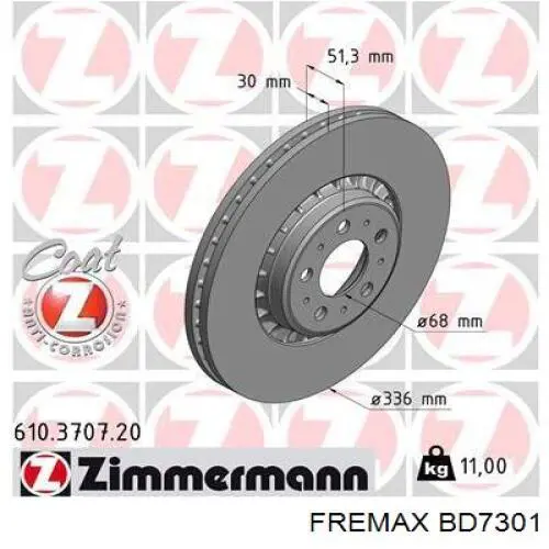 Гальмівні диски передні BD7301 Fremax