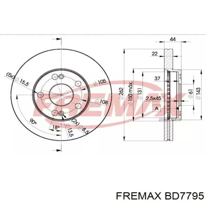 Диск переднього гальма Fremax BD7795 ціна, від 33.23 USD