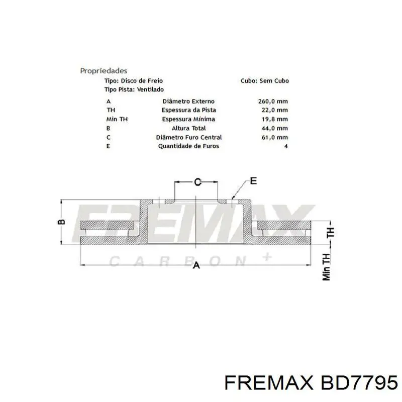 Диск гальмівний передній Fremax BD7795