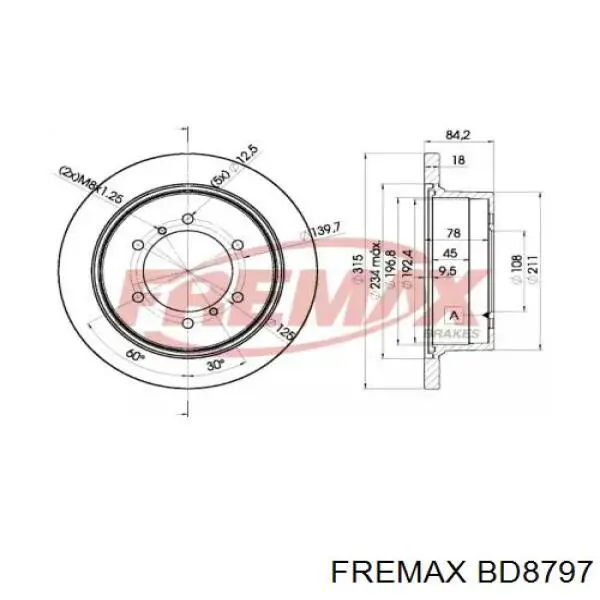 BD8797 Fremax диск гальмівний задній
