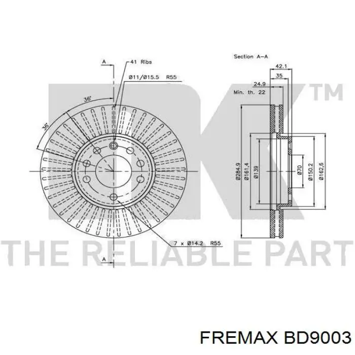 Диск переднього гальма Fremax BD9003 ціна, від 36.36 USD