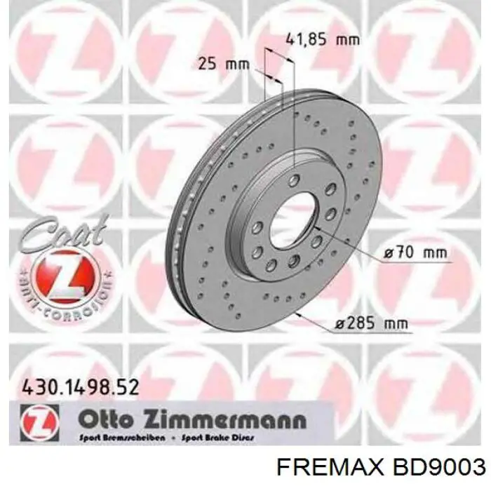 Гальмівні диски передні BD9003 Fremax