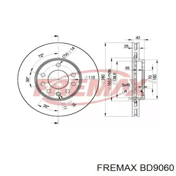 BD9060 Fremax диск гальмівний передній