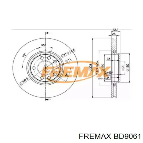 Купити BD9061 Fremax Ротор гальмівний