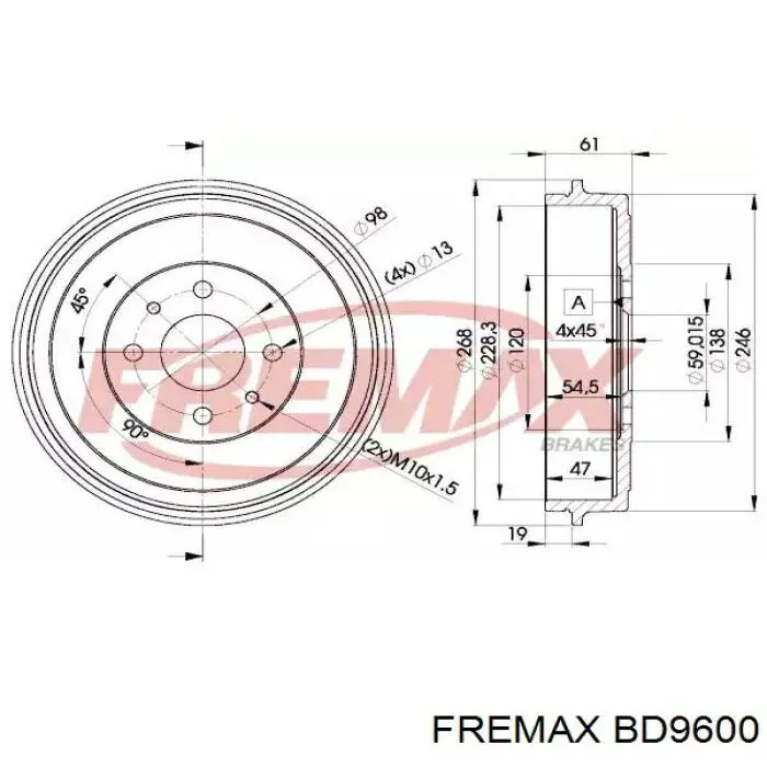 Купити BD9600 Fremax Барабан гальмівний задній
