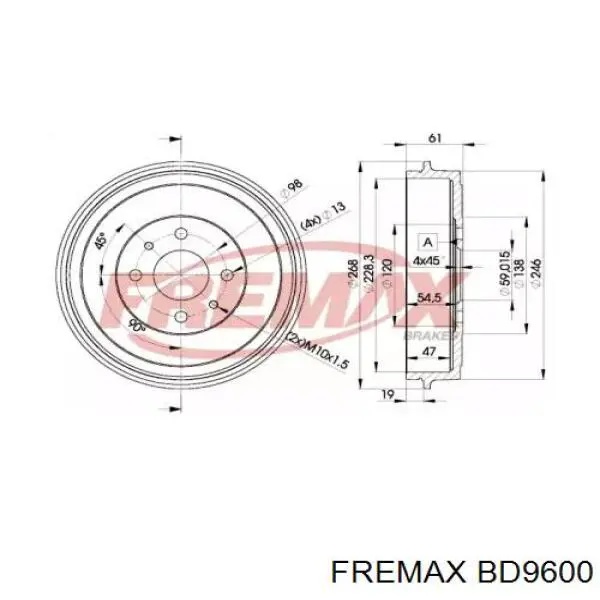 Барабан гальмівний задній BD9600 Fremax