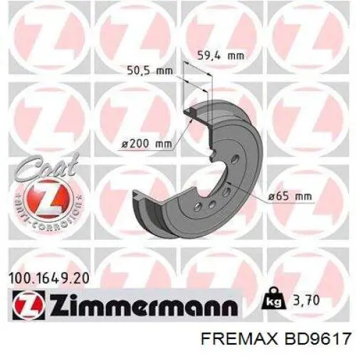 Барабан гальмівний задній Fremax BD9617 ціна, від 29.08 USD