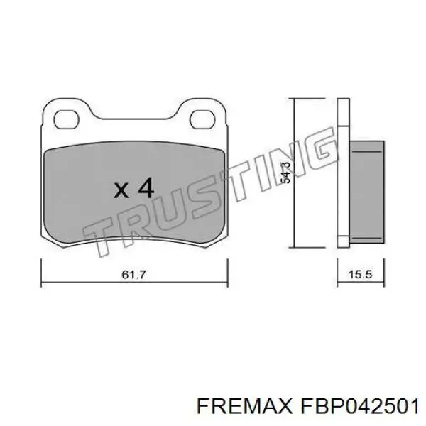 Колодки гальмові задні, дискові FBP042501 Fremax