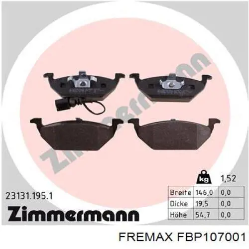 Передні тормозні колодки FBP107001 Fremax