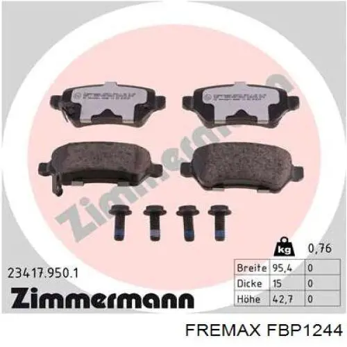 Задні гальмівні колодки FBP1244 Fremax