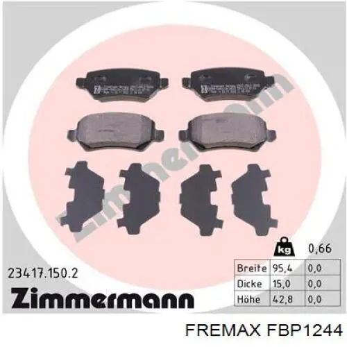 Задні гальмівні колодки Fremax FBP1244 ціна, від 14.63 USD