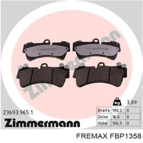 FBP1358 Fremax Передні гальмівні колодки