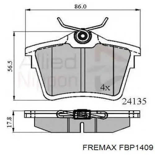 FBP1409 Fremax Колодки гальмівні задні, дискові