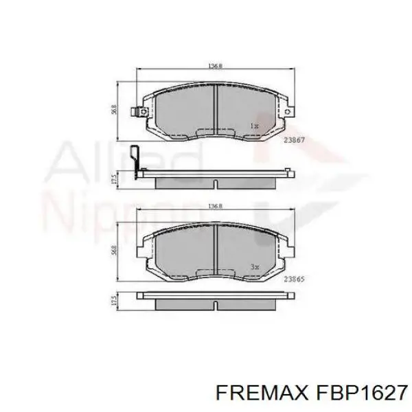 Купити FBP1627 Fremax Колодки гальмівні передні, дискові