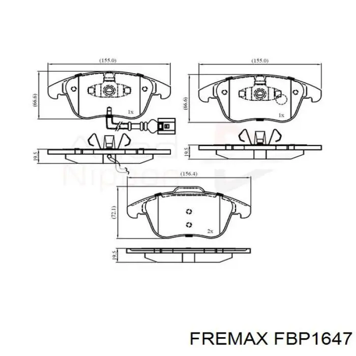 Передні тормозні колодки FBP1647 Fremax