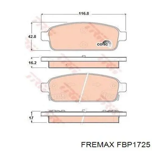 FBP1725 Fremax Колодки гальмівні задні, дискові