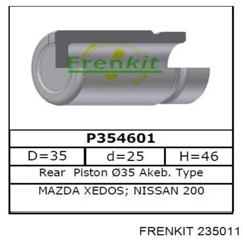 235011 Frenkit Ремкомплект заднього гальмівного супорта