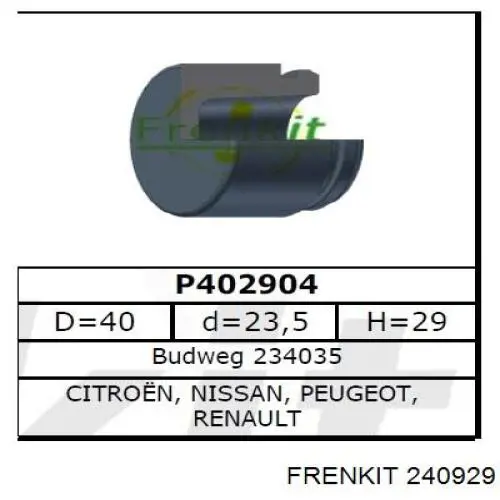 240929 Frenkit ремкомплект супорту гальмівного переднього